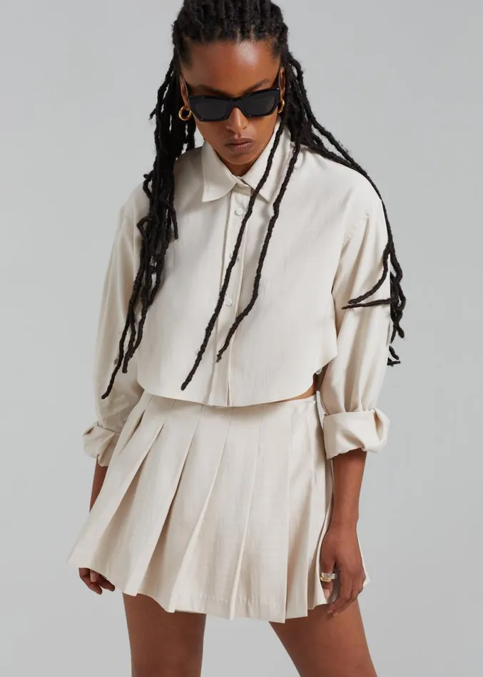 The Frankie Shop Venus Pleated Skirt 8211 Beige Women Clothing
