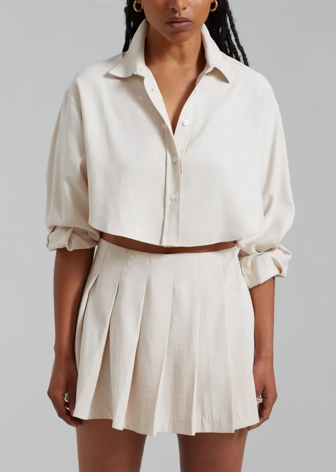 The Frankie Shop Venus Pleated Skirt 8211 Beige Women Clothing