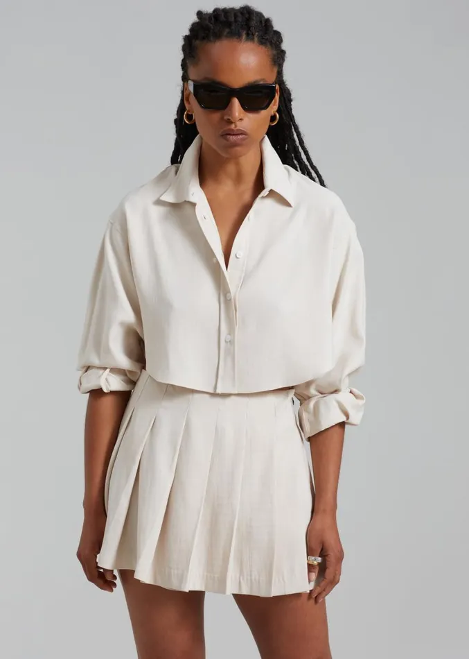 The Frankie Shop Venus Pleated Skirt 8211 Beige Women Clothing