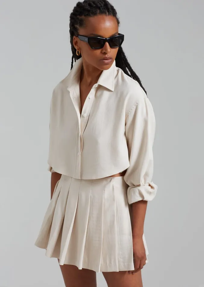 The Frankie Shop Venus Pleated Skirt 8211 Beige Women Clothing