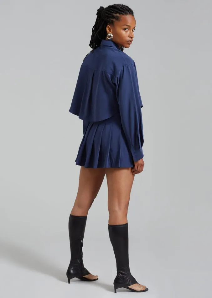 The Frankie Shop Venus Pleated Skirt 8211 Navy Women Clothing