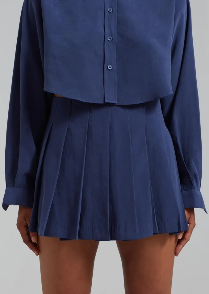 The Frankie Shop Venus Pleated Skirt 8211 Navy Women Clothing