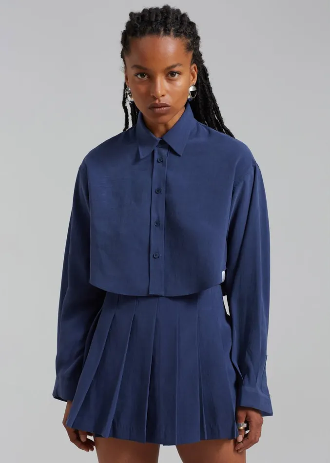 The Frankie Shop Venus Pleated Skirt 8211 Navy Women Clothing