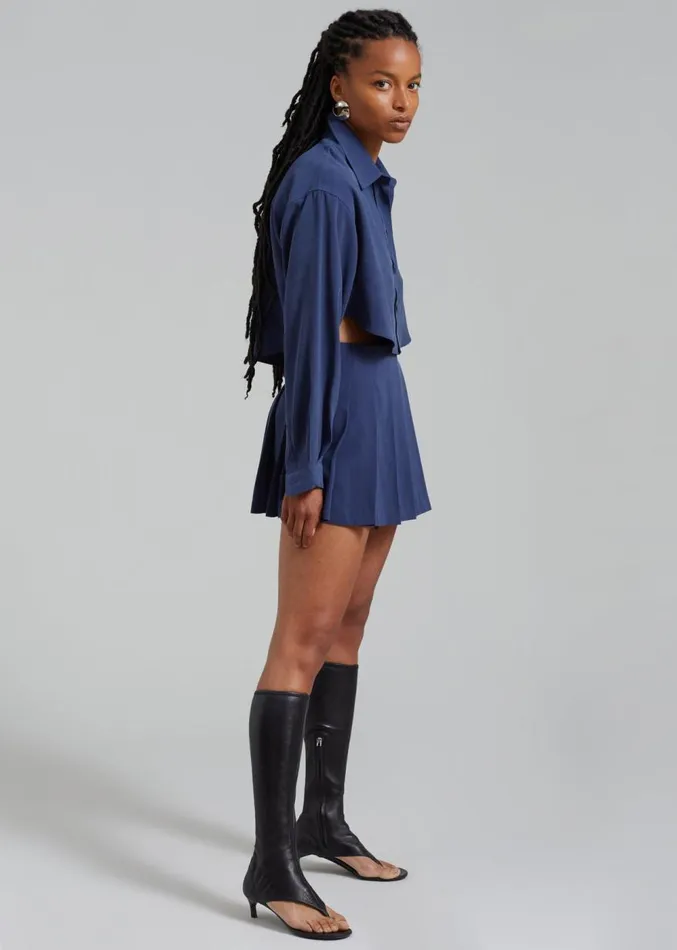 The Frankie Shop Venus Pleated Skirt 8211 Navy Women Clothing