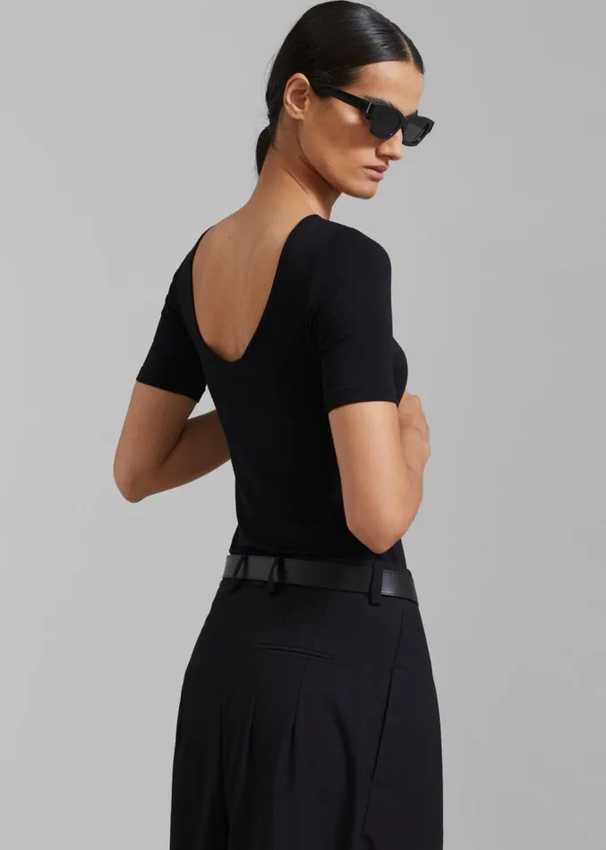 The Frankie Shop Vera Scoop Back Shirt 8211 Black Women Clothing