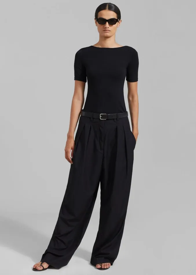The Frankie Shop Vera Scoop Back Shirt 8211 Black Women Clothing