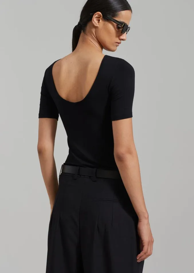 The Frankie Shop Vera Scoop Back Shirt 8211 Black Women Clothing