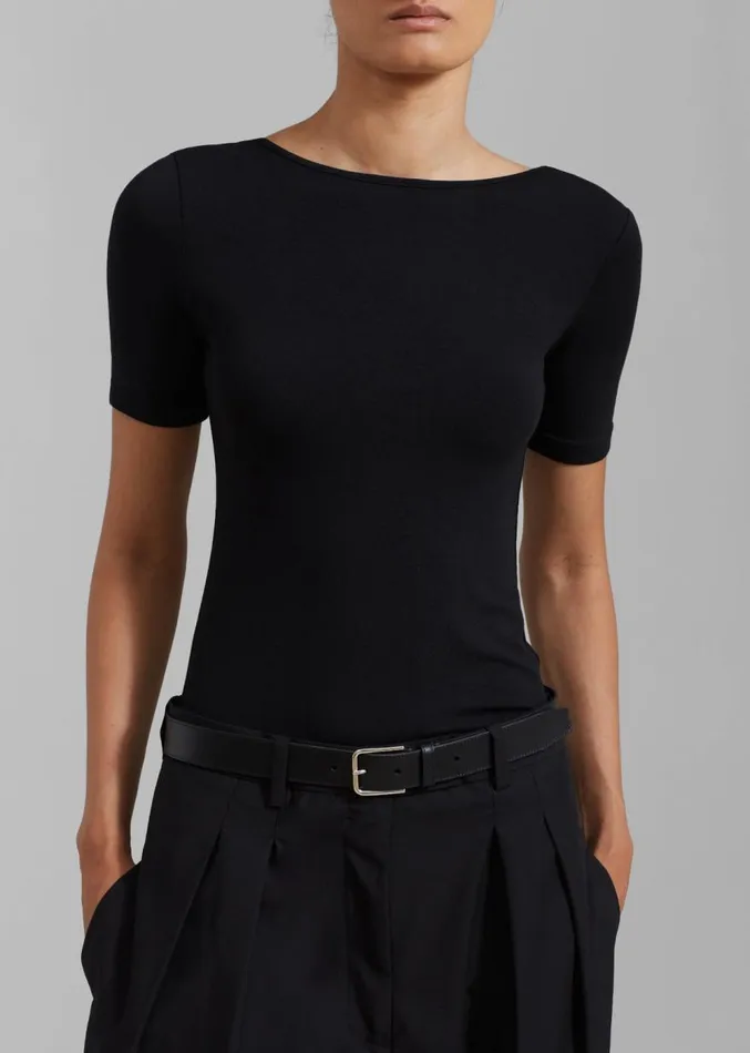 The Frankie Shop Vera Scoop Back Shirt 8211 Black Women Clothing