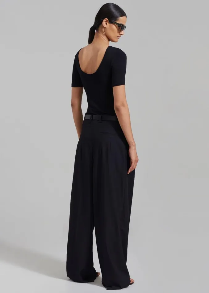 The Frankie Shop Vera Scoop Back Shirt 8211 Black Women Clothing