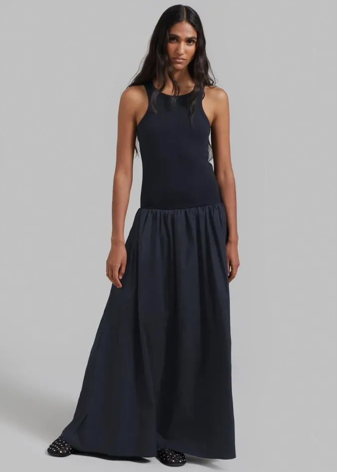 The Frankie Shop Violette Ballerina Maxi Dress 8211 Navy Women Clothing