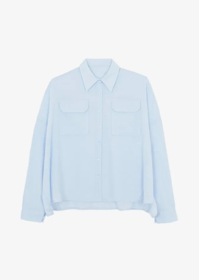 The Frankie Shop Willa Oversized Button Down Shirt 8211 Sky Women Clothing