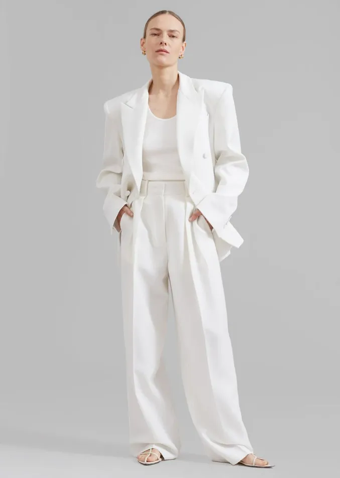 The Frankie Shop Zia Pintuck Trousers 8211 White Women Clothing