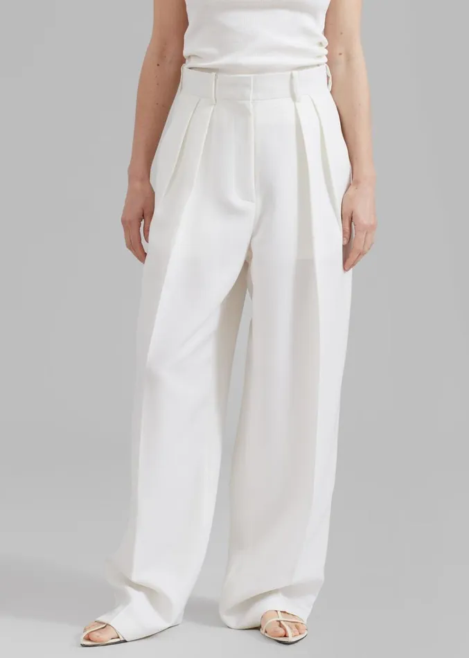The Frankie Shop Zia Pintuck Trousers 8211 White Women Clothing
