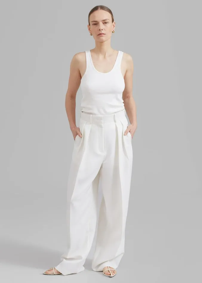 The Frankie Shop Zia Pintuck Trousers 8211 White Women Clothing