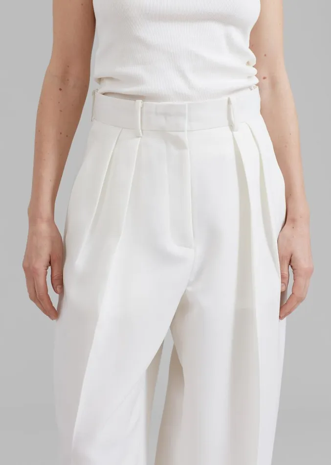 The Frankie Shop Zia Pintuck Trousers 8211 White Women Clothing