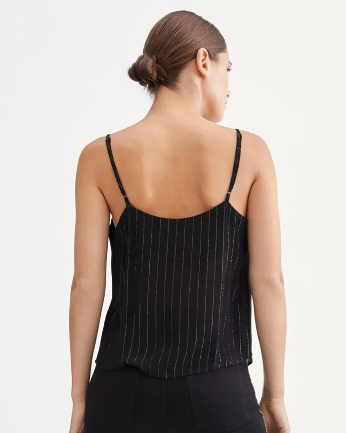 Tops Women 7 For All Mankind Button Front Cami In Jet Black 038 Gold