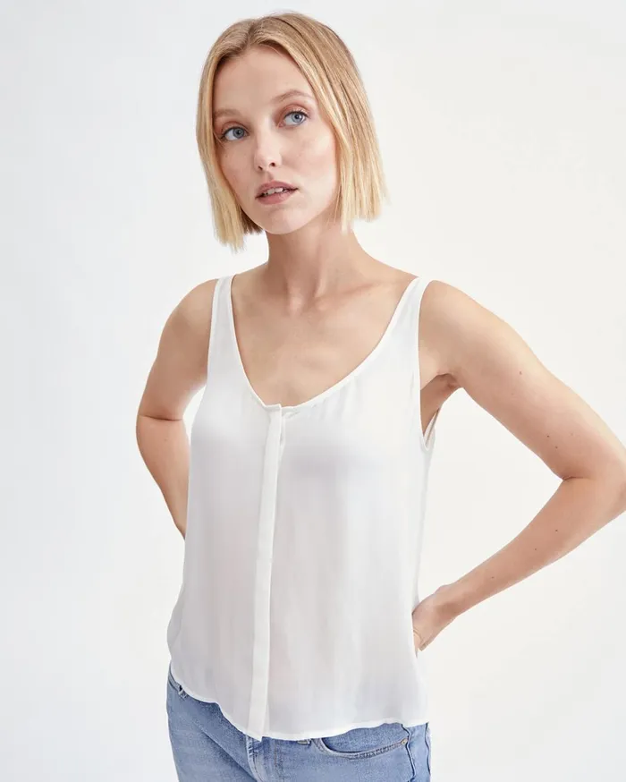 Tops Women 7 For All Mankind Button Through Tank Top In Soft White