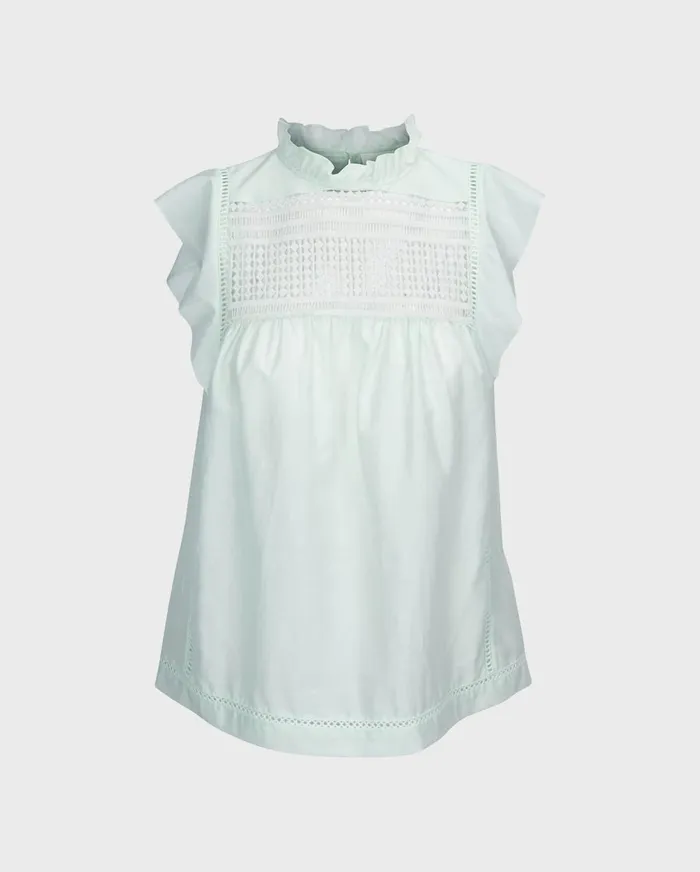 Tops Women 7 For All Mankind Lattice Detail Top In Mint