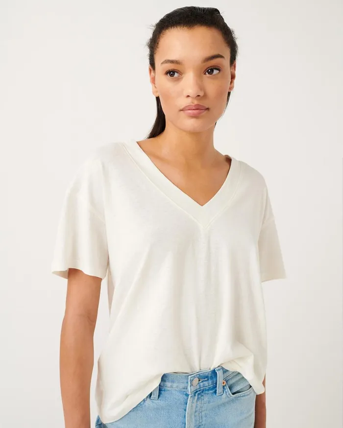 Tops Women 7 For All Mankind Oversized VNeck Tee In Optic White