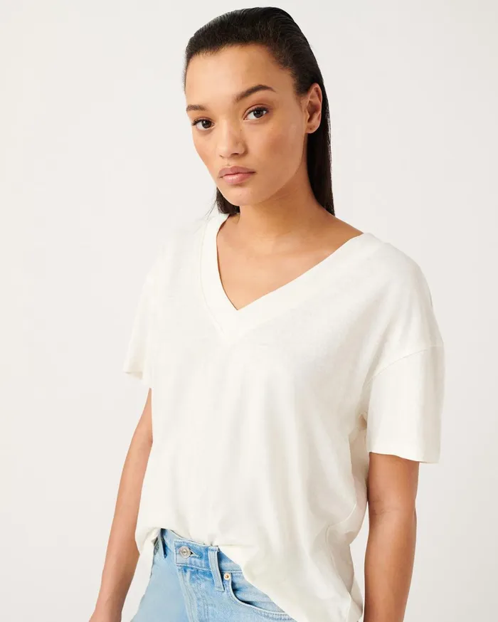 Tops Women 7 For All Mankind Oversized VNeck Tee In Optic White