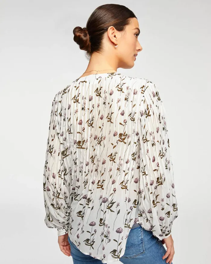 Tops Women 7 For All Mankind Pin Tuck VNeck Button Up Shirt In Wallflower
