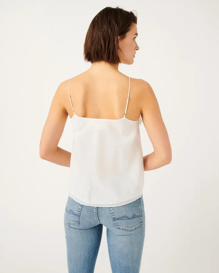 Tops Women 7 For All Mankind Ruffle Tank With Merrow Edge In Optic White