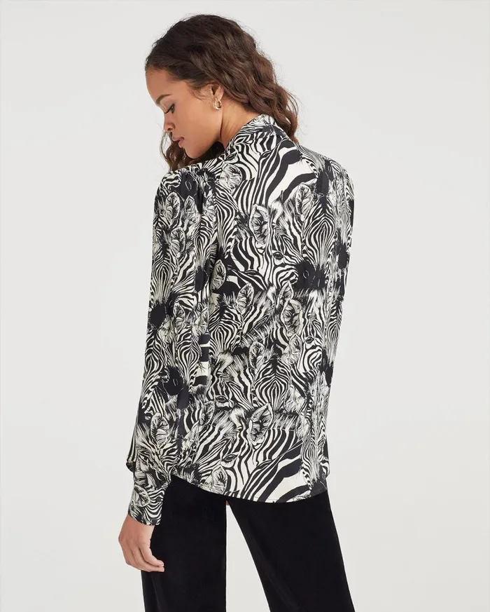 Tops Women 7 For All Mankind Satin VNeck Tie Top In Zebra Tops Women 7 For All Mankind Satin VNeck Tie Top In Zebra