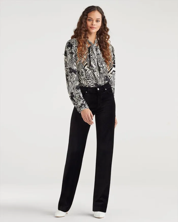 Tops Women 7 For All Mankind Satin VNeck Tie Top In Zebra Tops Women 7 For All Mankind Satin VNeck Tie Top In Zebra