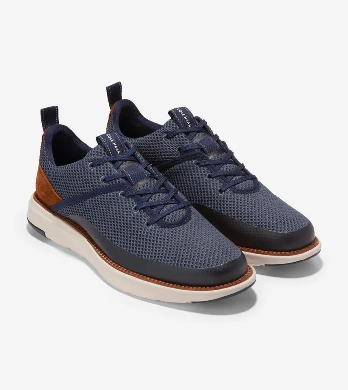 Trainers Men Cole Haan Grand Atlantic Trainer Marine Blue Knitbritish Tan Trainers Men Cole Haan Grand Atlantic Trainer Marine Blue Knitbritish Tan