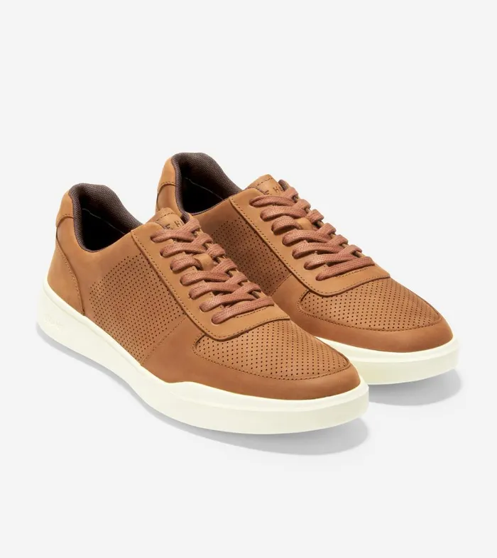 Trainers Men Cole Haan Grand Crosscourt Modern Tennis Sneaker British Tan Perforated Trainers Men Cole Haan Grand Crosscourt Modern Tennis Sneaker British Tan Perforated