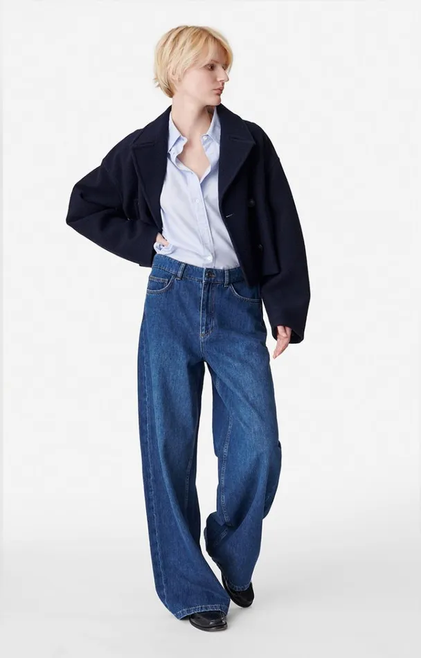 Vanessa Bruno Coats and Jackets Women Beran Peacoat Bleu Marine Vanessa Bruno Coats and Jackets Women Beran Peacoat Bleu Marine