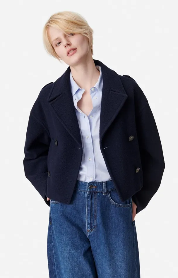 Vanessa Bruno Coats and Jackets Women Beran Peacoat Bleu Marine Vanessa Bruno Coats and Jackets Women Beran Peacoat Bleu Marine