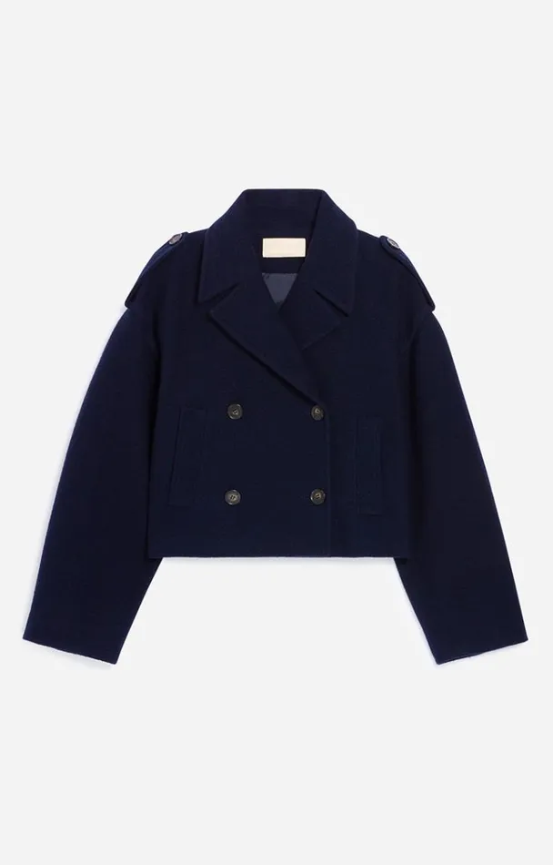 Vanessa Bruno Coats and Jackets Women Beran Peacoat Bleu Marine Vanessa Bruno Coats and Jackets Women Beran Peacoat Bleu Marine