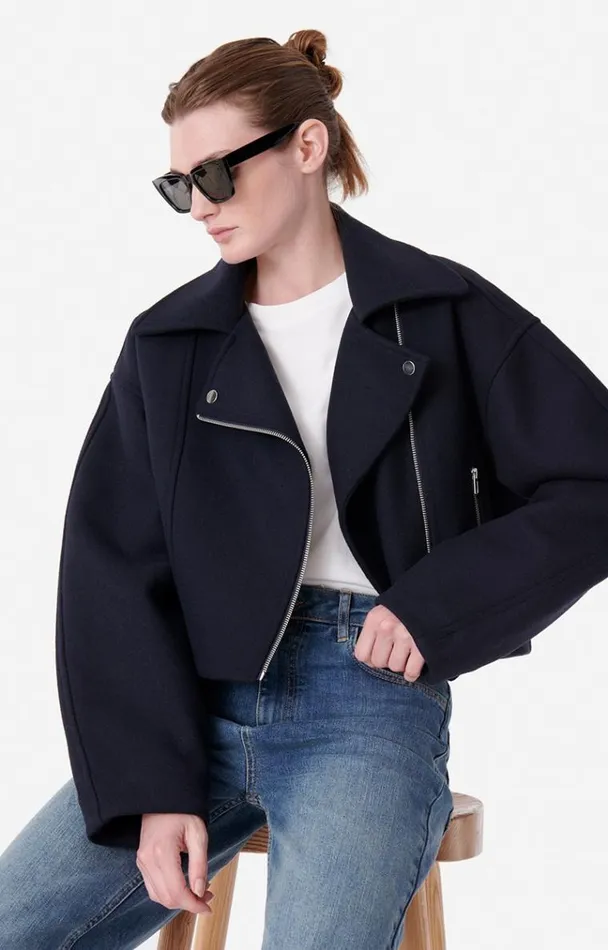 Vanessa Bruno Coats and Jackets Women Bless Jacket Bleu Marine Vanessa Bruno Coats and Jackets Women Bless Jacket Bleu Marine