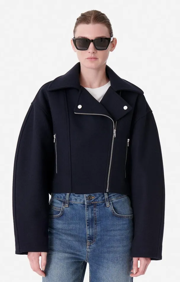 Vanessa Bruno Coats and Jackets Women Bless Jacket Bleu Marine Vanessa Bruno Coats and Jackets Women Bless Jacket Bleu Marine