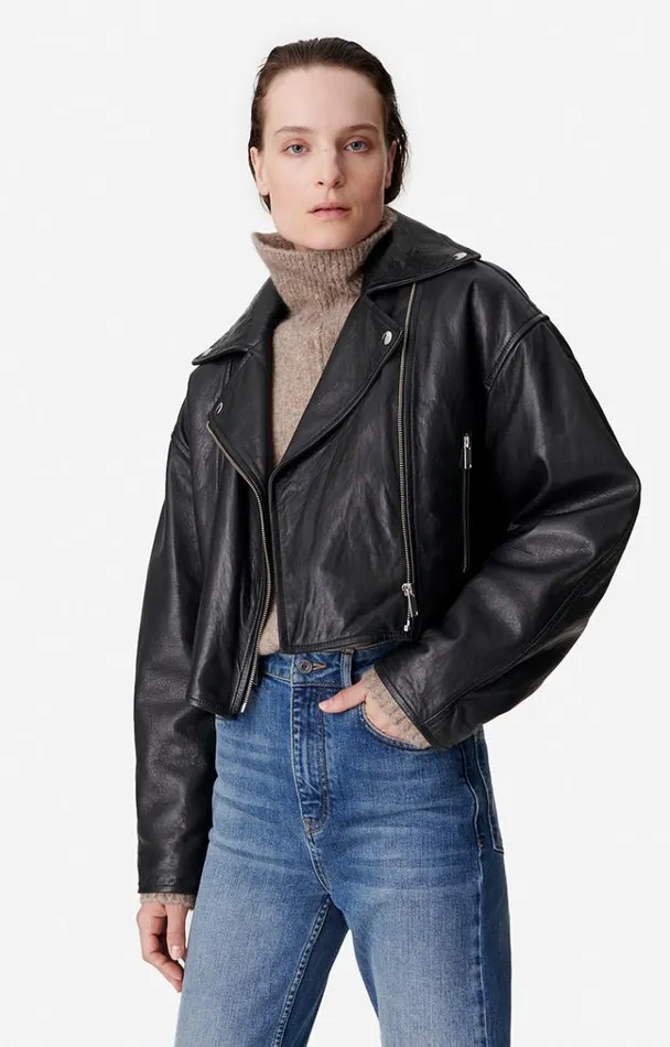 Vanessa Bruno Coats and Jackets Women Bless Perfecto Jacket Noir Vanessa Bruno Coats and Jackets Women Bless Perfecto Jacket Noir