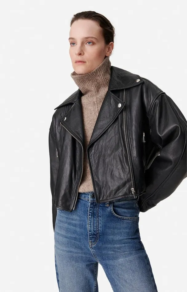 Vanessa Bruno Coats and Jackets Women Bless Perfecto Jacket Noir Vanessa Bruno Coats and Jackets Women Bless Perfecto Jacket Noir