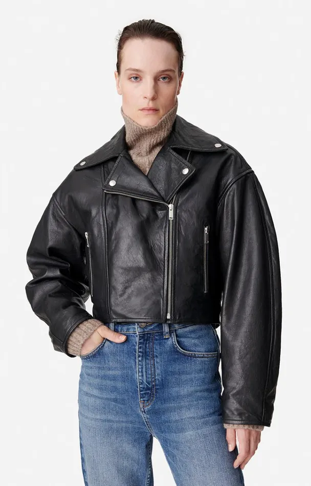 Vanessa Bruno Coats and Jackets Women Bless Perfecto Jacket Noir Vanessa Bruno Coats and Jackets Women Bless Perfecto Jacket Noir