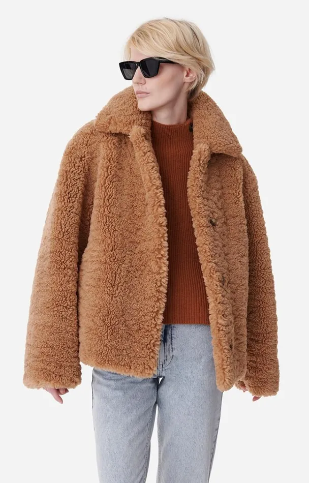 Vanessa Bruno Coats and Jackets Women Valrine Coat Biscuit Vanessa Bruno Coats and Jackets Women Valrine Coat Biscuit