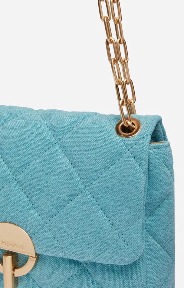 Vanessa Bruno Crossbody Bags Women Linen Moon Bag Azur Vanessa Bruno Crossbody Bags Women Linen Moon Bag Azur
