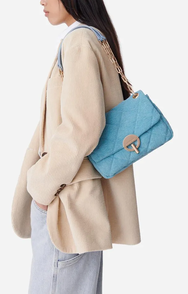 Vanessa Bruno Crossbody Bags Women Linen Moon Bag Azur Vanessa Bruno Crossbody Bags Women Linen Moon Bag Azur