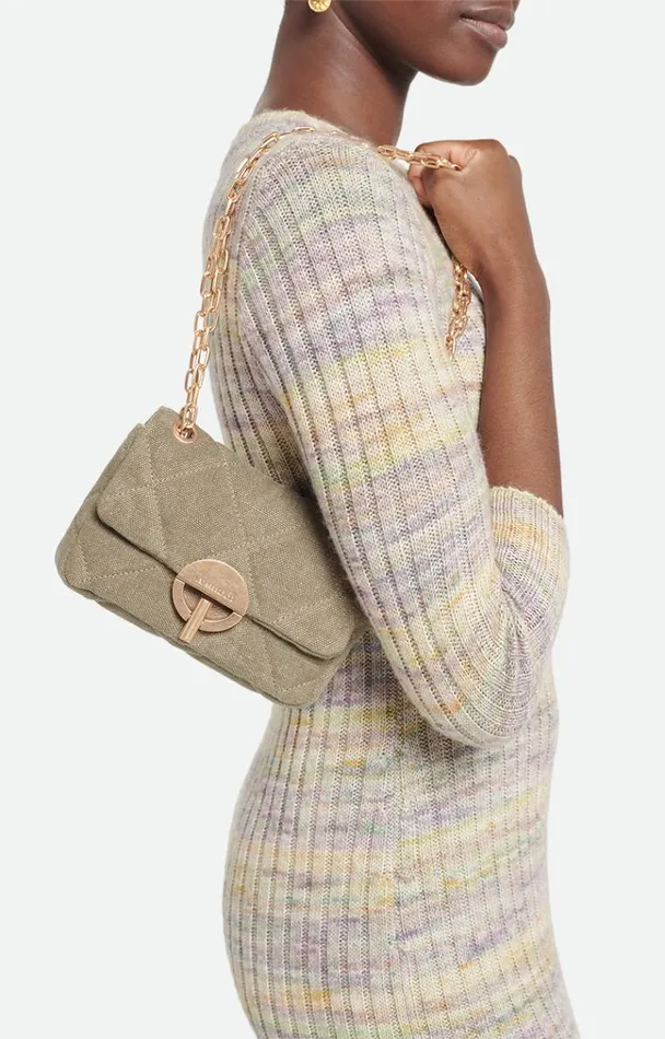 Vanessa Bruno Crossbody Bags Women Linen Nano Moon Bag Kaki