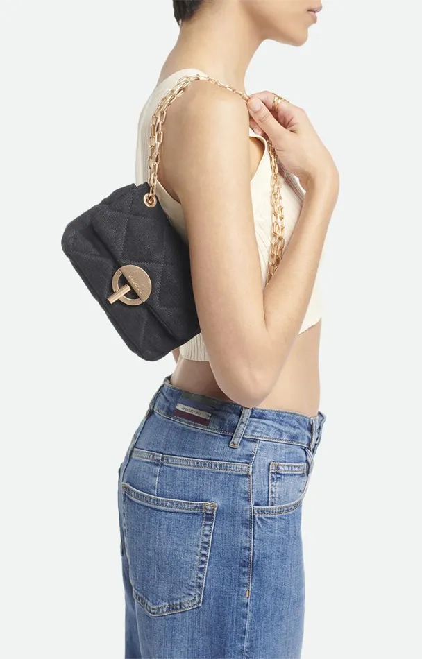 Vanessa Bruno Crossbody Bags Women Linen Nano Moon Bag Noir