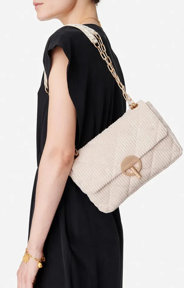 Vanessa Bruno Crossbody Bags Women Moon Bag In Corduroy Cru00e8me Vanessa Bruno Crossbody Bags Women Moon Bag In Corduroy Cru00e8me