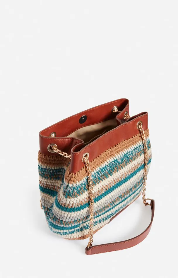 Vanessa Bruno Crossbody Bags Women Moon Hobo Bag In Wool Multicoturquoise Vanessa Bruno Crossbody Bags Women Moon Hobo Bag In Wool Multicoturquoise