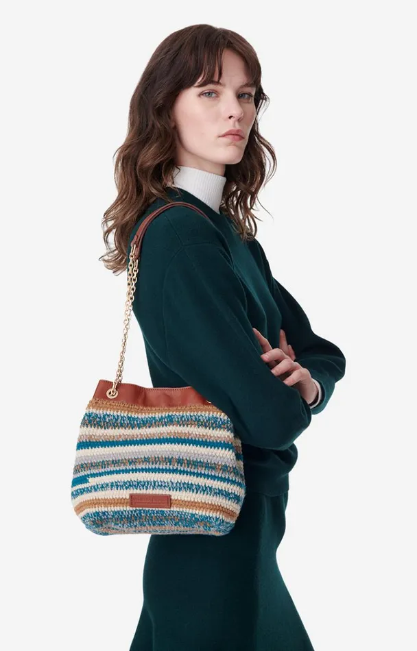 Vanessa Bruno Crossbody Bags Women Moon Hobo Bag In Wool Multicoturquoise Vanessa Bruno Crossbody Bags Women Moon Hobo Bag In Wool Multicoturquoise