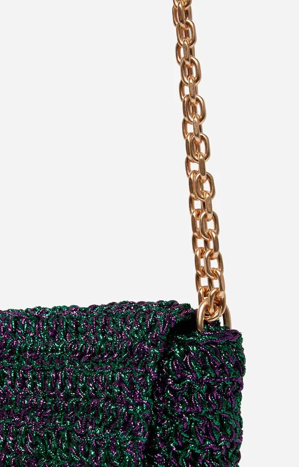 Vanessa Bruno Crossbody Bags Women Nano Moon Bag In Lurex Violet Vert Vanessa Bruno Crossbody Bags Women Nano Moon Bag In Lurex Violet Vert