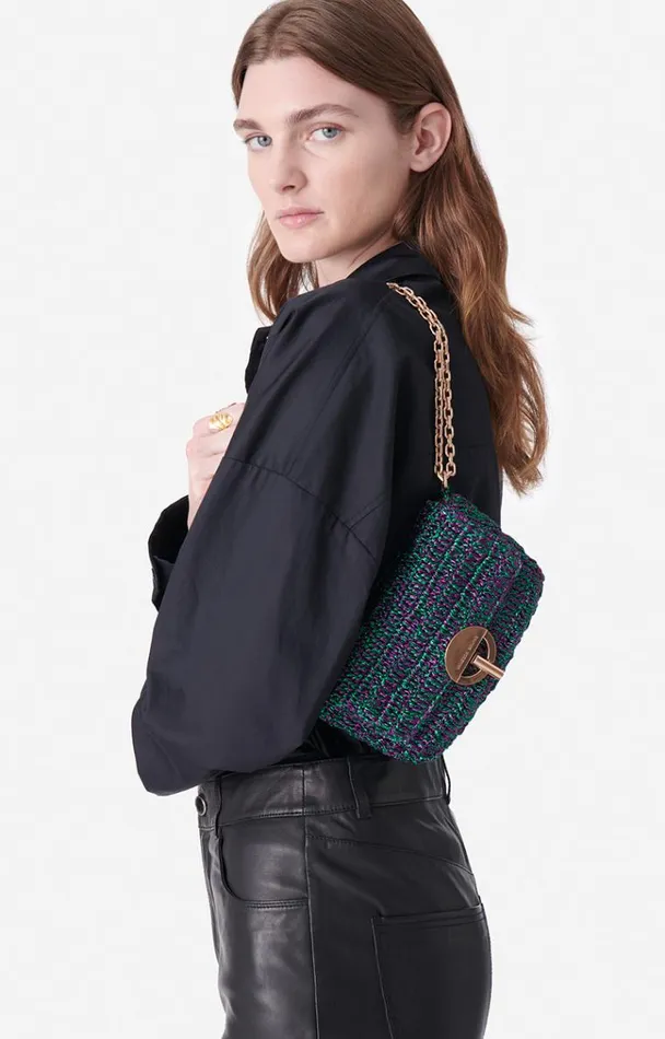 Vanessa Bruno Crossbody Bags Women Nano Moon Bag In Lurex Violet Vert Vanessa Bruno Crossbody Bags Women Nano Moon Bag In Lurex Violet Vert