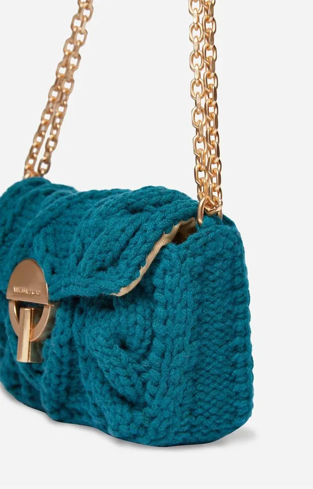 Vanessa Bruno Crossbody Bags Women Nano Moon Bag In Wool Bleu Canard Vanessa Bruno Crossbody Bags Women Nano Moon Bag In Wool Bleu Canard