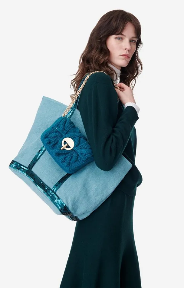 Vanessa Bruno Crossbody Bags Women Nano Moon Bag In Wool Bleu Canard Vanessa Bruno Crossbody Bags Women Nano Moon Bag In Wool Bleu Canard